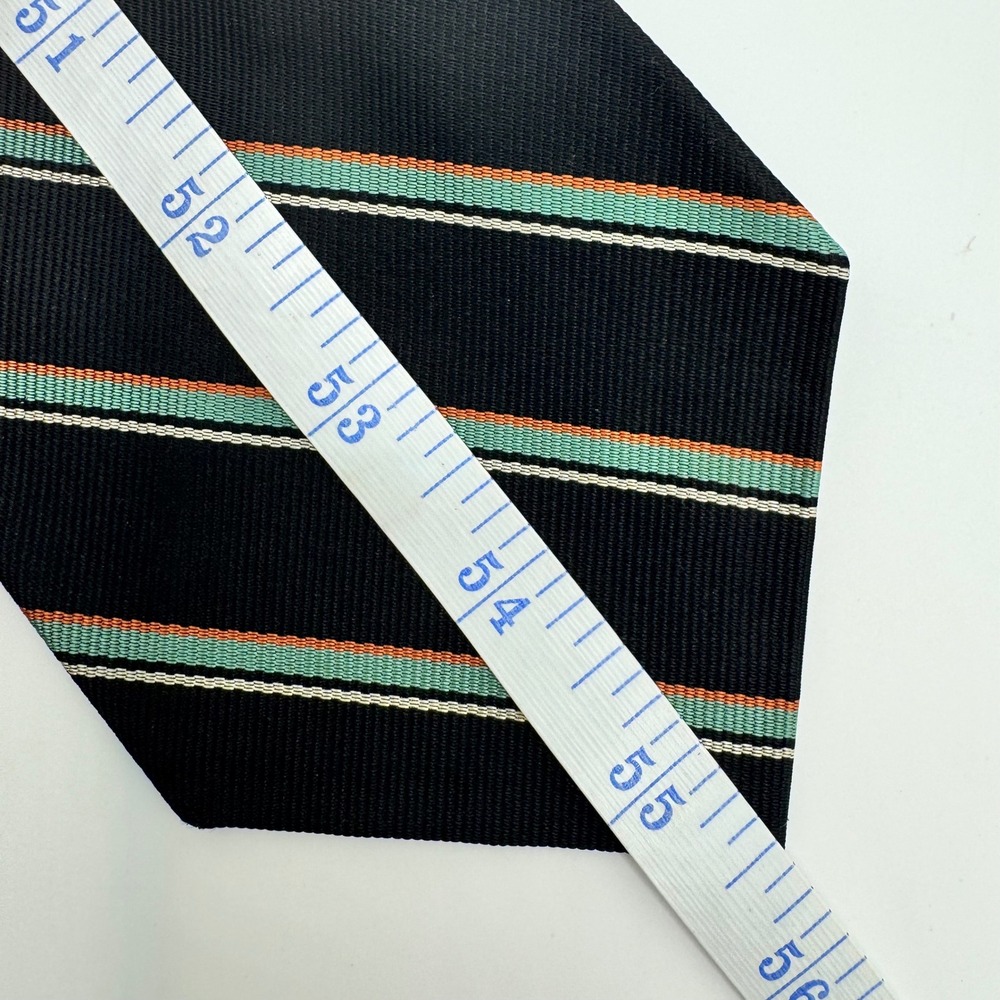 Polo Ralph Lauren Silk Tie Mens Navy Blue Orange Green Striped Regimental Luxury - Picture 8 of 8